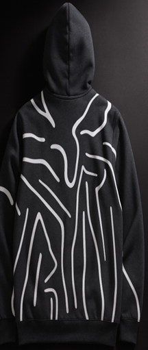 Grey Pattern-Fleece Hoodie