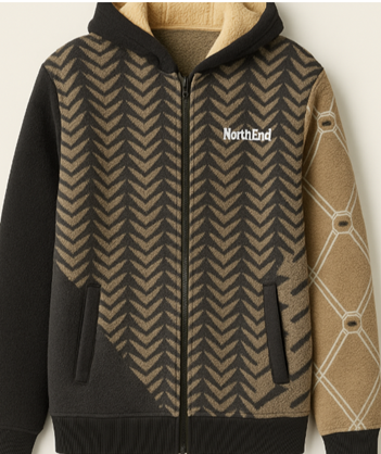 Fleece Multi-Color Pattern Hoodie